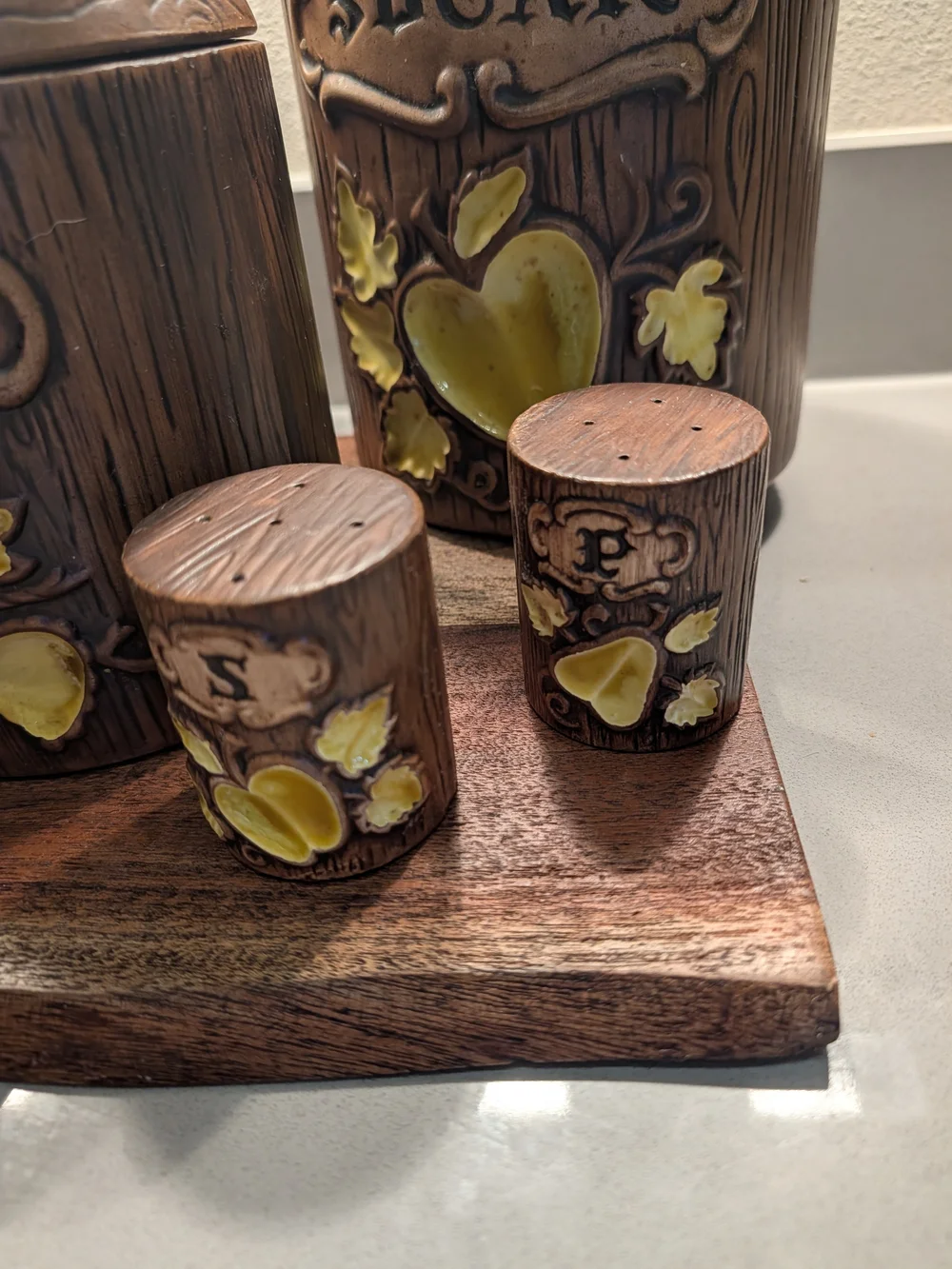 Vintage Brown & Yellow Ceramic Canister Set by Treasure Craft